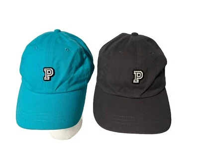 VICTORIAS SECRET 粉色标志 棒球帽 蓝灰色 批量 2 件 可调节 OS — 第 1/4 张图片