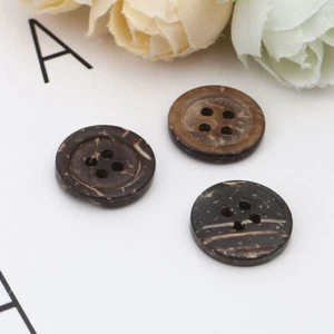 Buttons Shell Coconut Brown Sewing Baby Scrapbooking Knitting 4-Hole 13mm To 20m - Picture 1 of 16