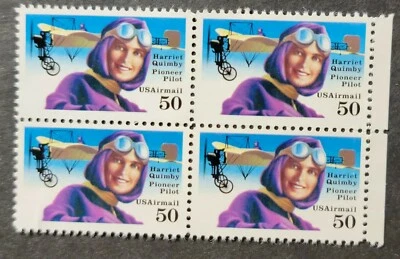 Scott #c128 Harriet Quimby Air Mail Block of 4 Stamps - MNH - Image 1 of 2