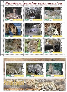 Stamp blocks complete Persian Leopard 2012 Mongolia Fauna issue - Picture 1 of 1