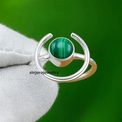 Malachite Gemstone 925 sterling silver handmade Gift Ring US size 5 to 13 - Image 1 of 4