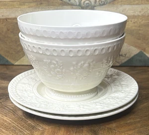 WELLESLEY 4 Pc Set Fruit Cranberry Bowls 5" & Bread Plates 6.5" Wedgwood England - Picture 1 of 10