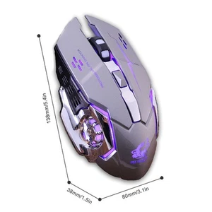 Rechargeable X8 Wireless Game Mouse Silent Led Backlit Usb 1800Dpi Optical BUU - Picture 1 of 9