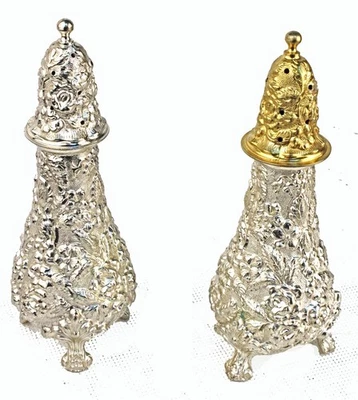 Hand Chased Sterling Stieff Rose Salt & Pepper Shakers - Image 1 of 2