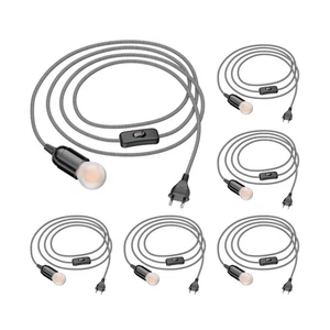 Textilkabel LEHA mit Stecker, Schalter und E27 Fassung, schwarz, 3m inklusive - Bild 1 von 10