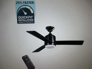 Hampton Bay Castlegate 44 in. Indoor Integrated LED Matte Black Ceiling Fan - Picture 1 of 8