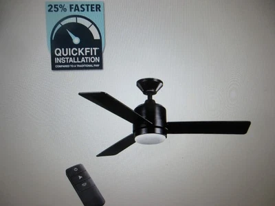 Hampton Bay Castlegate 44 in. Indoor Integrated LED Matte Black Ceiling Fan - Image 1 of 4