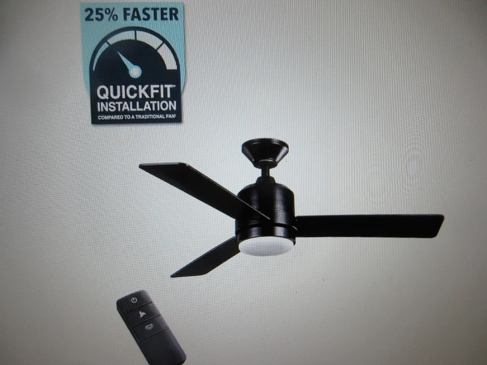 Hampton Bay Castlegate 44 in. Indoor Integrated LED Matte Black Ceiling Fan - Image 1 of 4