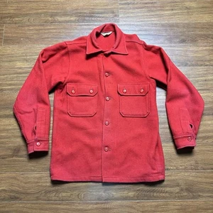 Vtg Boy Scouts Official Red Wool Blend Jacket Sz 38 BSA Button Pocket Shirt 70s - Picture 1 of 18