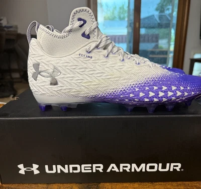 Under Armour Men's UA Spotlight Clone 3.0 MC Football Cleats White/Purple 14 NEW - Image 1 of 4