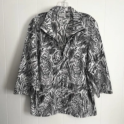 Chaqueta Zenergy By Chico’s 3 Estampado de Cebra Cremallera Activa XL Negra Blanca Absorbe el Sudor Foto 1 de 4