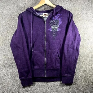 Harley-Davidson High Desert Hoodie Women's Small Purple Fleece Lined Full Zip - Picture 1 of 10