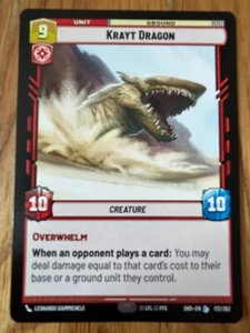 TARJETA LEGENDARIA STAR WARS ILIMITADA TCG SOMBRAS DE LA GALAXIA: DRAGÓN KRAYT - Imagen 1 de 1