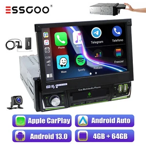 4+64G 1 DIN 7" Android 13 Manual Flip Out Autoradio DAB+ GPS WIFI Carplay Kamera - Bild 1 von 14
