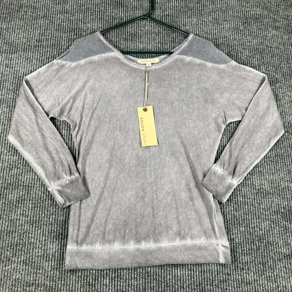 SOLOW Sport Shirt Womens Small Gray Long Dolman Sleeve Casual Comfort New - Image 1 of 4