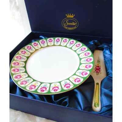 Soporte para tarta de rosas inglesas acedera y servidor pedestal de porcelana caja de rosas Foto 1 de 4