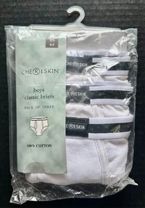 Vintage CHERSKIN 3-Pack White Boys Classic Briefs Underwear XS (4-5) 100% Cotton - Picture 1 of 3