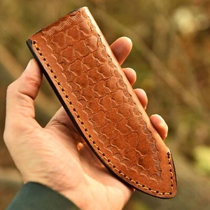 Cuchillo de cuero grabado a mano funda hoja fija cuchillo de caza organizador de herramientas múltiples - Imagen 1 de 5