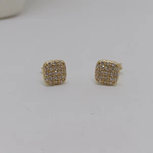 ORECCHINI A BOTTONE IN ORO GIALLO 18KT CON PAVE' DI ZIRCONI 3 GRAMMI (7288) - Foto 1 di 9