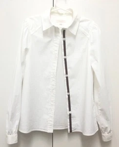 Gucci Girls White Long Sleeve Cotton Stretch Blouse - Made in Italy - Size 8 - Picture 1 of 11
