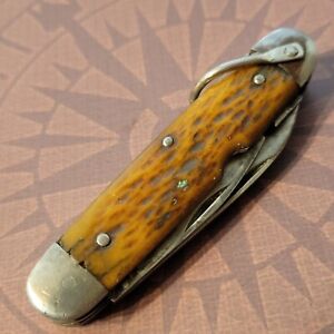 Knife Made In USA Scouts Four Blade Jigged Bone Handles PARTS REPAIR RELIC