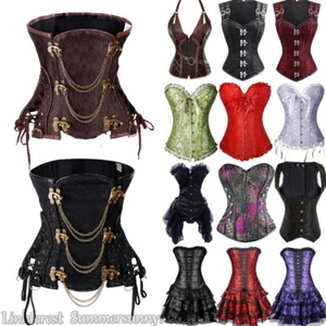 US Women Corset Bustier Waist Training Cincher Trainer Shapewear Dress Steampunk - Picture 1 of 38