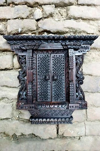 Traditional Newari Handcrafted Wooden sliding Window cum Wall Décor - Picture 1 of 3