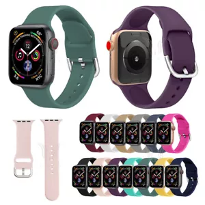 For Apple Watch Series 9 8 7 6 5 4 3 2 se Sports soft Silicone Buckle Band Strap - Picture 1 of 25