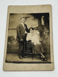 RPPC Real Picture Postcard Studio Portrait Young Family Early 1900s Tropical - Picture 1 of 2