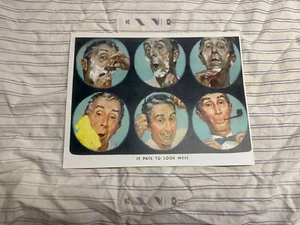 Vintage 1940’s NORMAN ROCKWELL SELF GROOMING Barbershop Display Color Sign Ad - Picture 1 of 10
