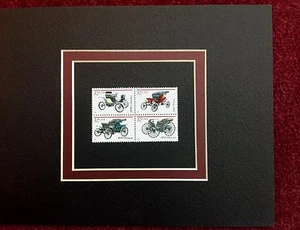 JUEGO DE SELLOS POSTALES DE ESTADOS UNIDOS SIN USAR 8X10 MUESTRA 4 AUTOS ANTIGUOS AMERICANOS - Imagen 1 de 2