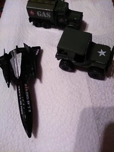 Matchbox '81 Peterbilt Army Gas Truck Army Jeep, MAISTO Tailwind SR71 Blackbird  - Picture 1 of 8
