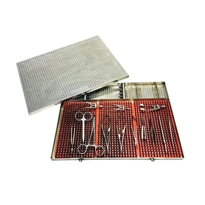 Storz / Katena / Simetría y otros 14 instrumentos oftálmicos conjunto con carrito de acero Foto 1 de 4