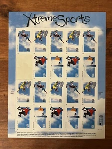 XTREME SPORTS 19 Briefmarken 33c selbstklebende Marke Block 1998 USPS - Bild 1 von 5