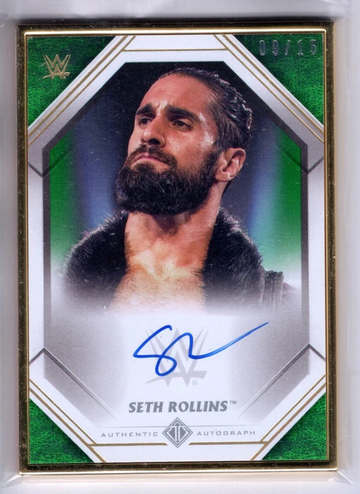 2021 Topps WWE Transcendent Auto SETH ROLLINS Gold Framed AUTOGRAPH 09/15 Green - Image 1 of 1