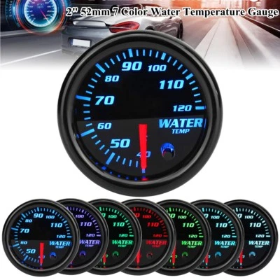 Universal 2" 52mm 7 Color LED Display Water Temp Temperature Gauge Car Meter 12V - Image 1 of 4