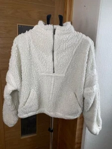 Free People Movement White Nantucket Sherpa Fleece 1/4 Zip Pullover (UK Small) - Picture 1 of 14