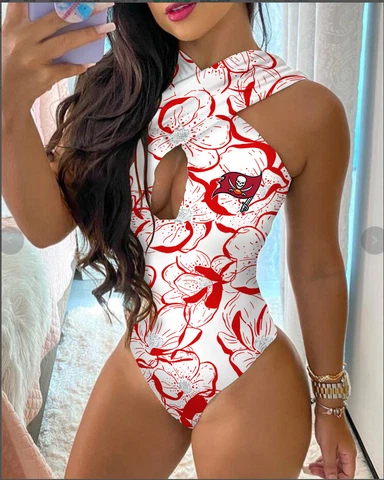 Tampa Bay Buccaneers Sexy Bikini Swimsuit Hollow-out Criss Cross Bathing Set Cover