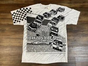 VTG 2000s NASCAR Daytona Beach Racing Cars AOP Tee Size XL New/W Tag - Picture 1 of 6