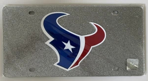 Houston Texans Silver Glitter License Plate Tag Official NFL Licensed - Picture 1 of 3