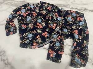 Trendy Bubs Top/Pant Set Navy Floral/Birds Hand Sewn In USA Baby Girl 12-18 Mo - Picture 1 of 9