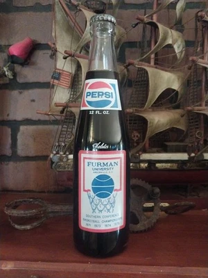 1975 Furman University NCAA Basketball Commerative Pepsi Cola Unopen Bottle - Image 1 of 2