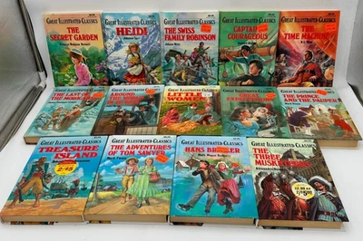 Lot of 14 Great Illustrated Classics Books Hardcover - Heidi Little Women + More - Image 1 of 4