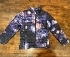 Lands' End Primaloft Puffer Jacket Galaxy Universe Girls Size 7 L - Picture 1 of 10