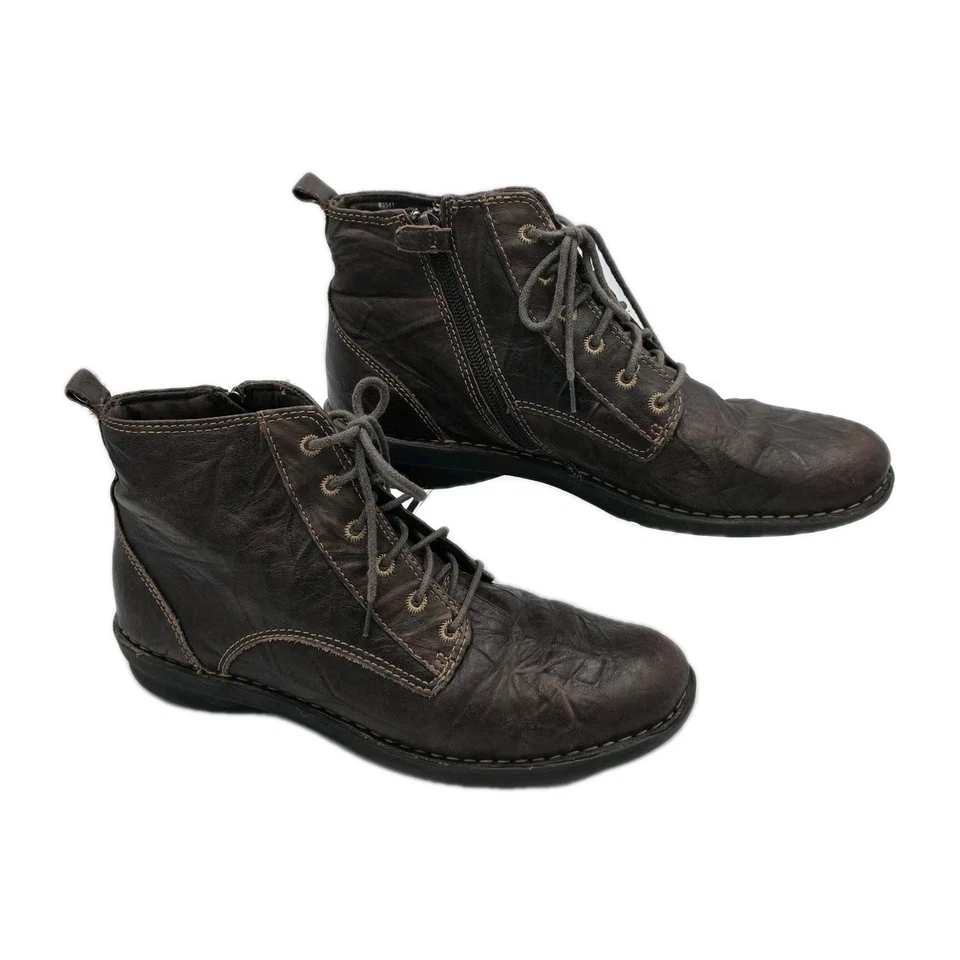 Botas de tornozelo femininas Clarks Whistle Ballad couro marrom 9M com zíper #83541 - Imagem 1 de 4