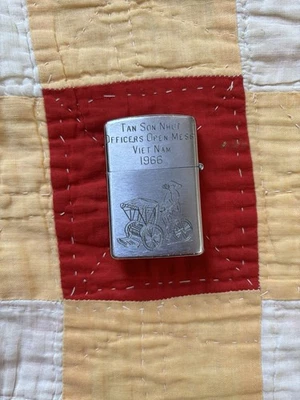 Vintage 1960s Vietnam Lighter Penguin Officers Mess Tan Son Nhut 1966 Map - Image 1 of 4