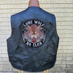 Black Leather Vest, 3X, Texas Lone Star Motorcycle Rally, Patches, Snaps, Laces - Bild 1 von 16
