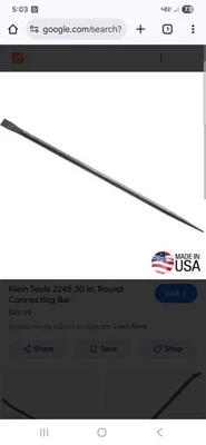 Klein Tools 3248 Connecting Bar, 7/8-Inch Round by 30-Inch Long - Image 1 of 3