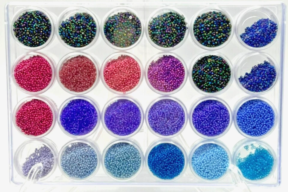 24 Glass Seed Bead Purple/Blue/Peacock Color Set with Organizer - Image 1 of 3