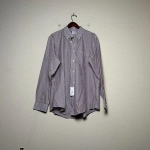 NUEVO CON ETIQUETAS DE COLECCIÓN Camisa Informal Brooks Brothers Años 90 Abotonada Hombres XL Rayas Blanco Marrón - Imagen 1 de 13